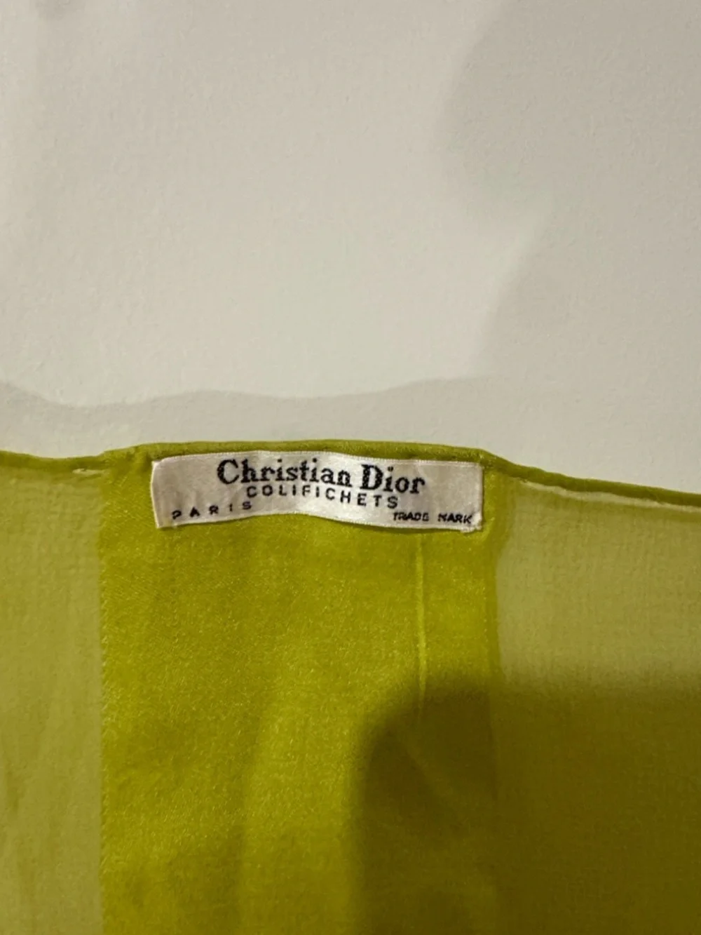 Rare vintage Christian Dior silk scarf in chartreuse